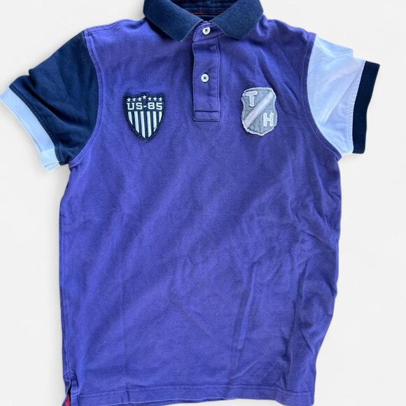 Tommy Hilfiger Rugby Polo Shirt Men Size XS Crest Logo Preppy Streetwear - Picture 1 of 3
